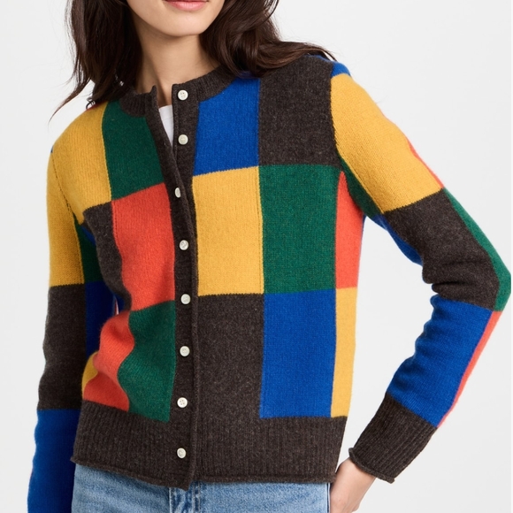 Alex Mill Evie Color Block Wool Cardigan - Picture 2 of 8